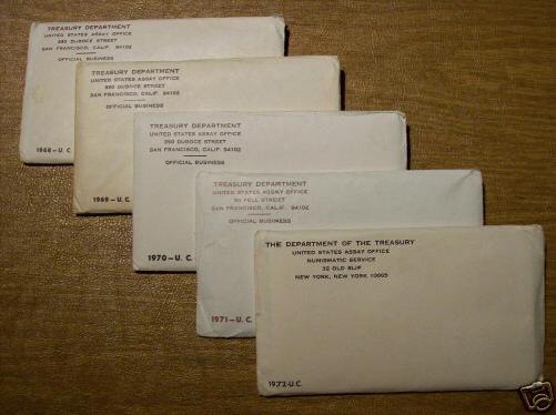 $161,325.00 Potential! Five (5) RARE Unopened Mint Sets! 1968-1972!  161 Government Surplus Auction - Photo #2