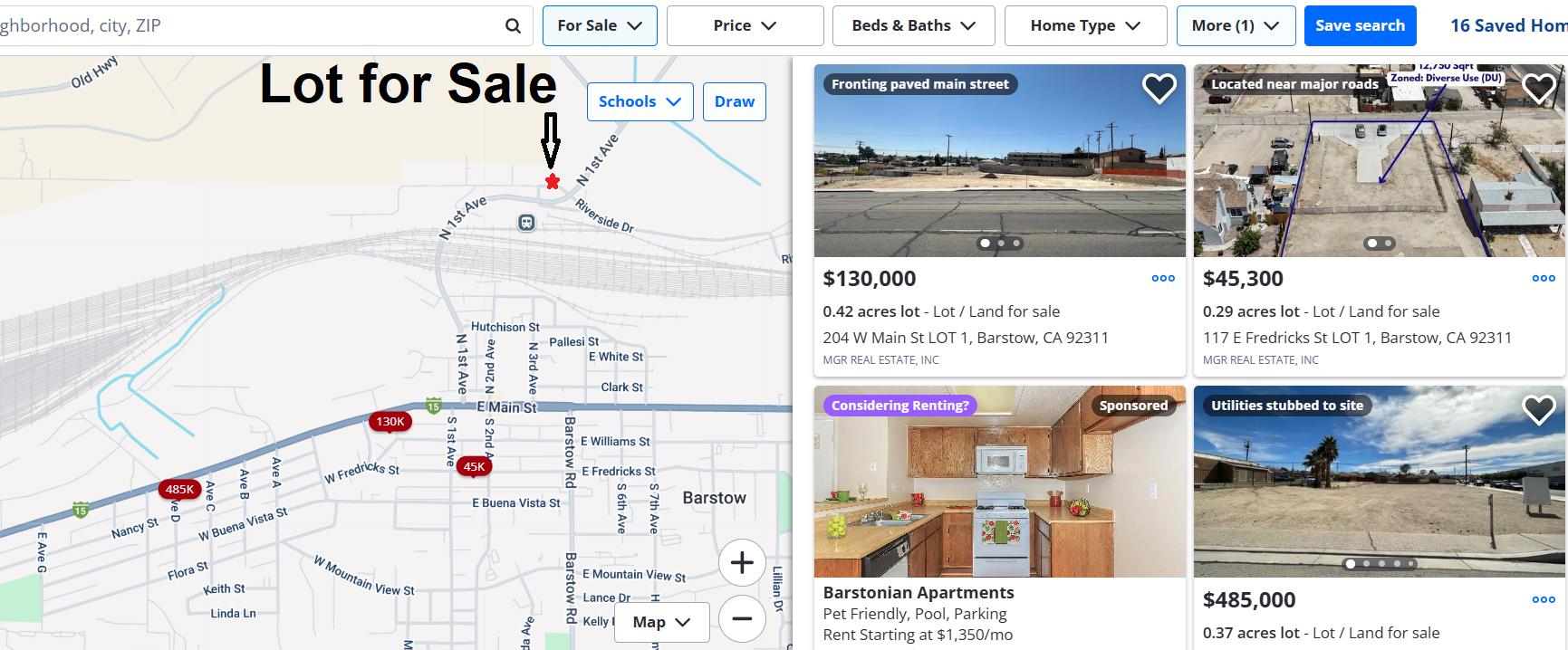 RARE 0.28 acre Industrial lot in the city of Barstow in San Bernardino county, CA   Government Surplus Auction - Photo #6