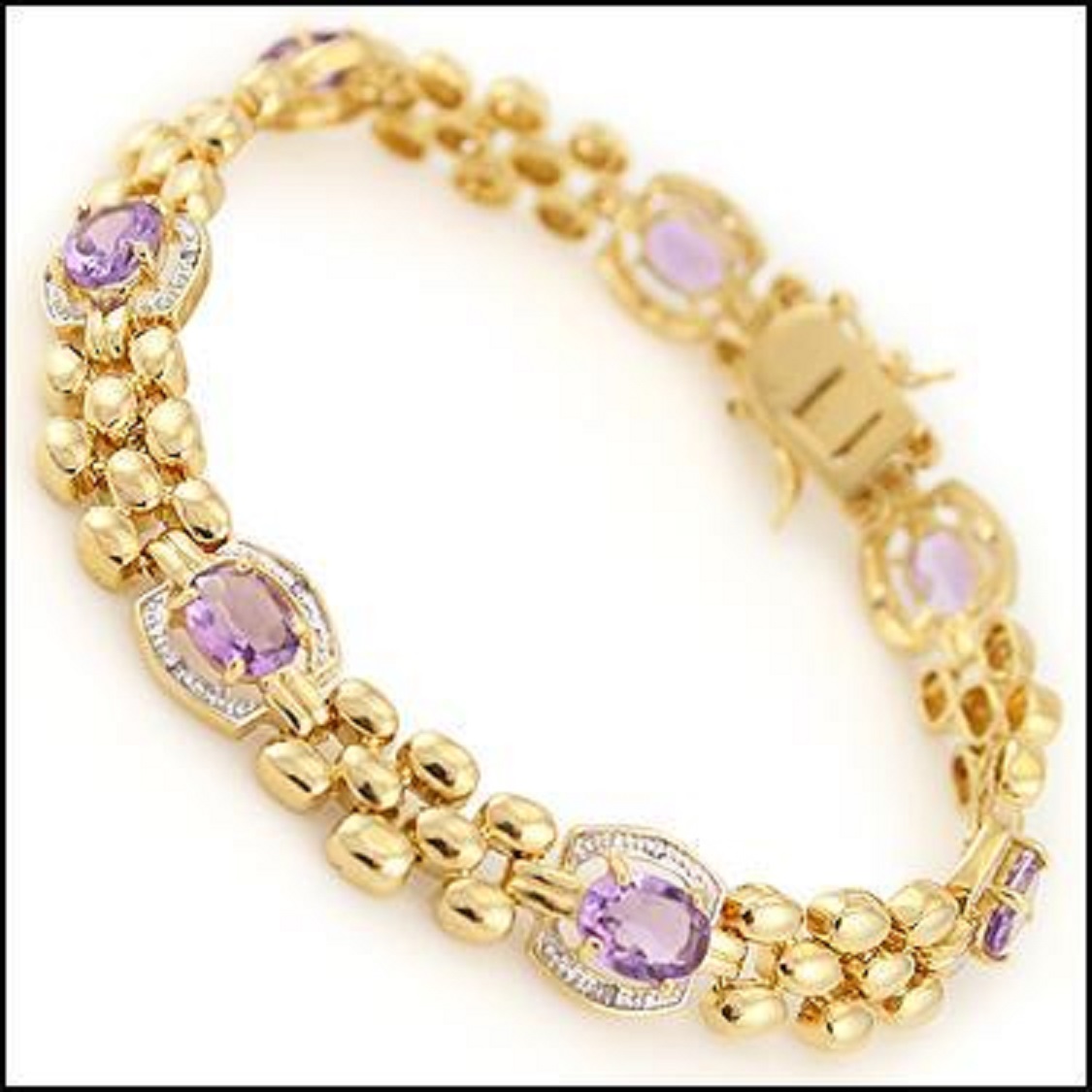 $2,795 Value! 7.60 CTW Natural Amethyst & Diamond Designer Bracelet NEW