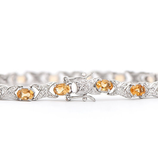 $2,395 Value! 6.54 CTW Natural Citrine & Diamond Rhodium Plated Bracelet NEW  395 Government Surplus Auction - Photo #2