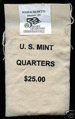 $900,000.00 Potential? Unopened Mint Bag - 2000D Massachusetts Qtrs!  900 Government Surplus Auction - Photo #2