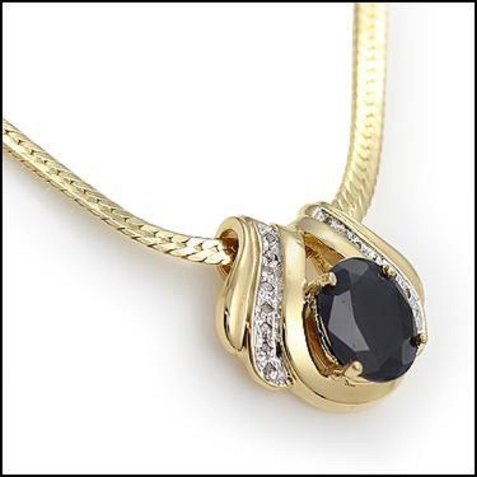 $1,975 Value! 6.12 Ctw Natural Sapphire & Diamond 18KGP Designer Necklace NEW