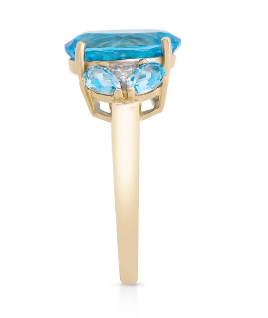 $6,395 Value! 6.02 Ctw GLS Certified Natural Blue Topaz & Diamond 14K Gold Designer Ring NEW  395 Government Surplus Auction - Photo #4