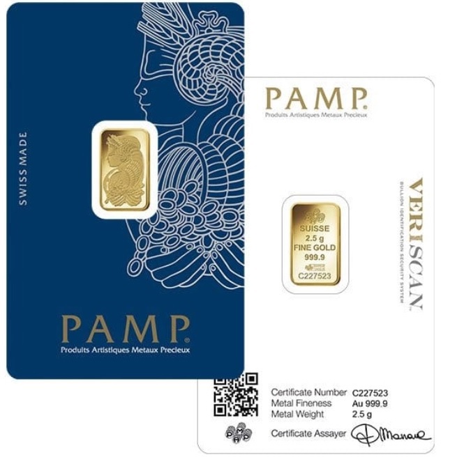 Great Investment! PAMP Suisse Gold Bar, 2.5 Gram, .9999 Pure  IRA Approved  9999 Government Surplus Auction - Photo #2