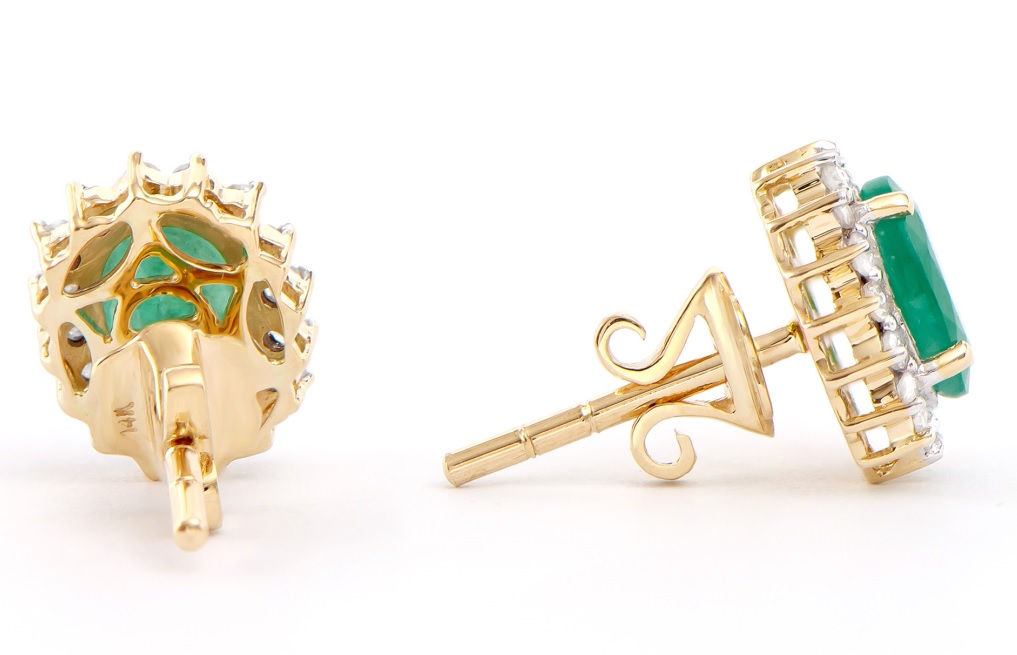$5,295 Value! 1.76 Cts GLS Certified Natural Diamond Emerald 14K Gold Designer Earrings NEW  295 Government Surplus Auction - Photo #3
