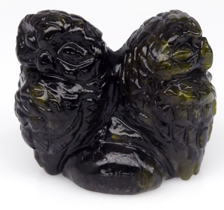 WE SHIP  17.75ct Natural Green Tourmaline Owl Carving
