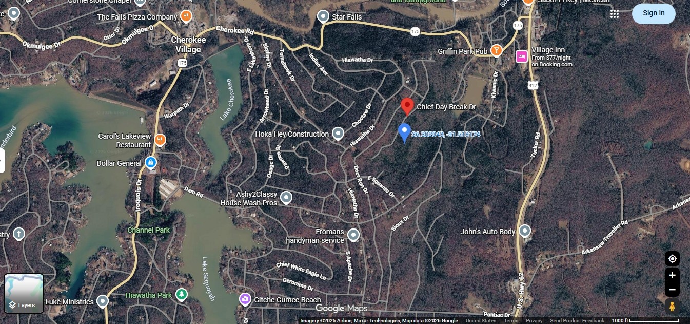 Lake Sequoyah Area**Close to Lake*Hillcrest Circle*W/Amenities**Taxes Current**Cherokee Village Ar