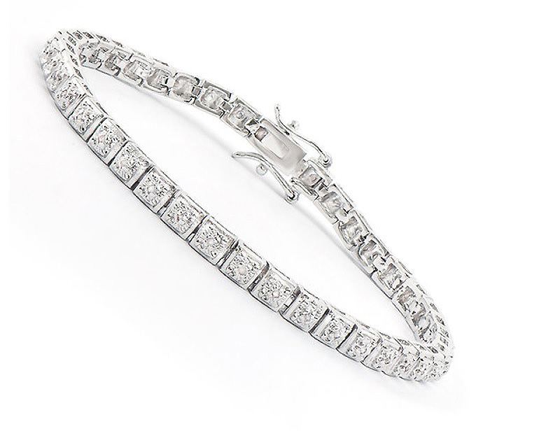$2,495 Value! 0.32 Cts Natural Diamond Rhodium Plated Designer Bracelet  495 Government Surplus Auction - Photo #3