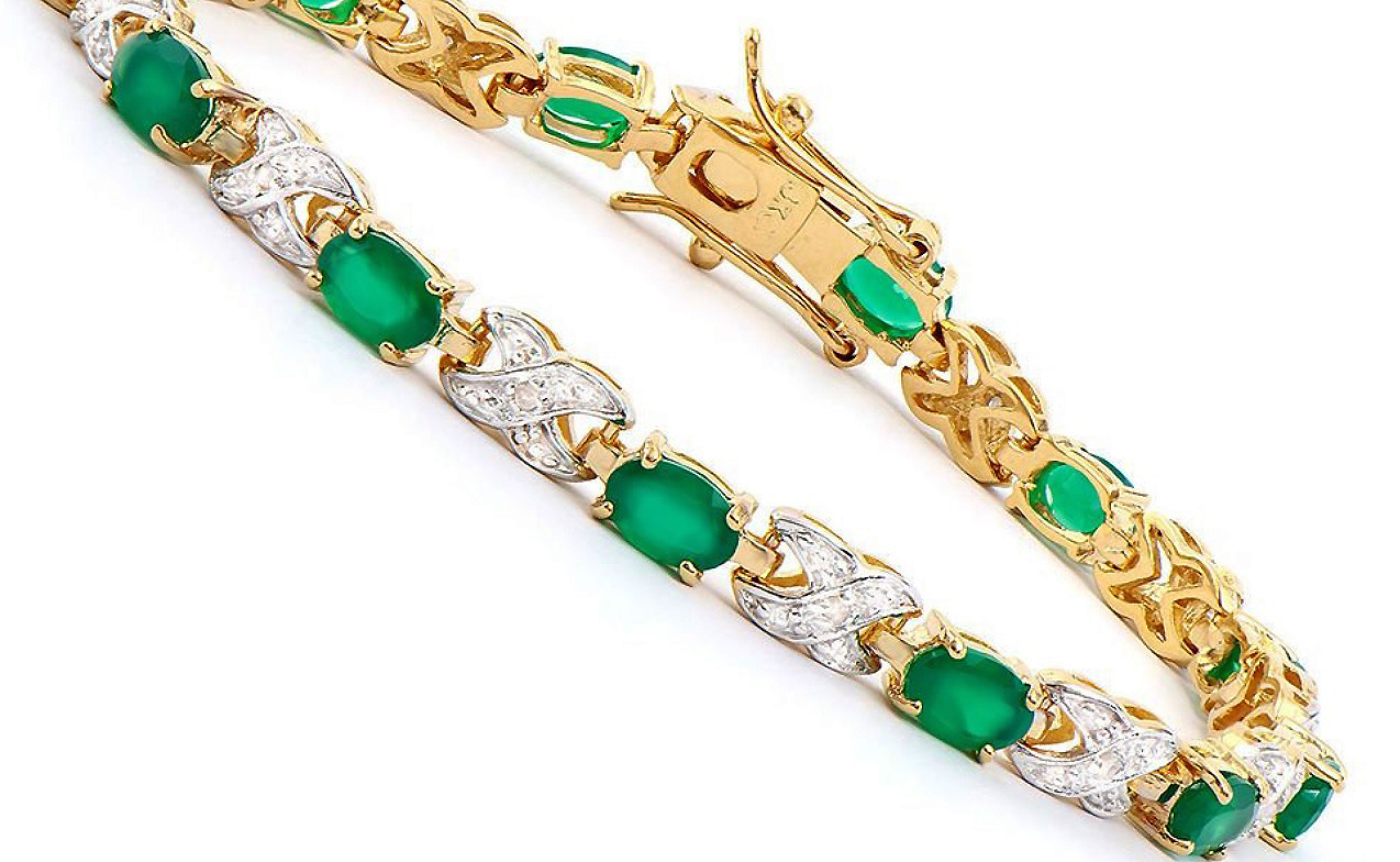 NEW $2,395 Value! 4.60 Cts Natural Green Agate & Diamond Designer Bracelet