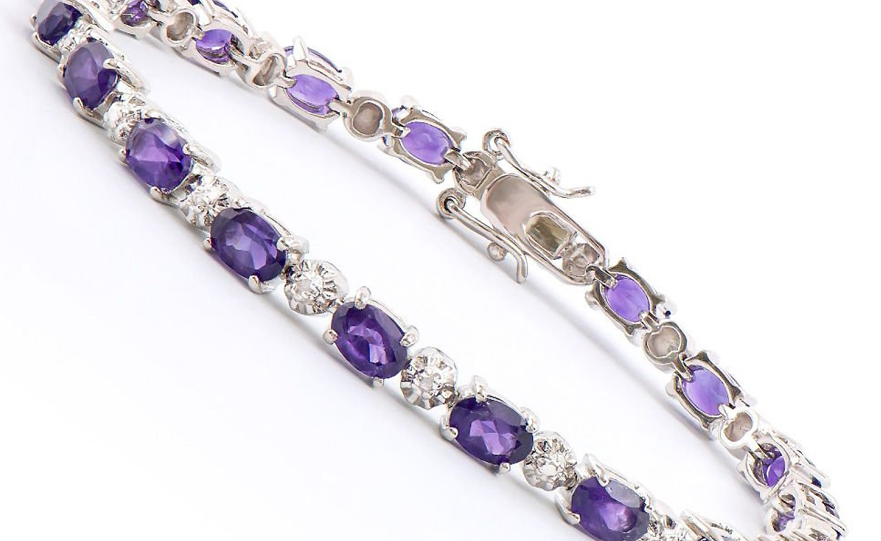 $2,395 Value! 7.47 Cts Natural Amethyst & Diamond Designer Bracelet NEW