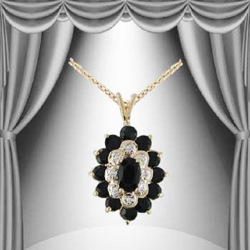 $2,175 Value! 2.66 Cts Natural Sapphire & Diamond 18KGP Designer Necklace NEW