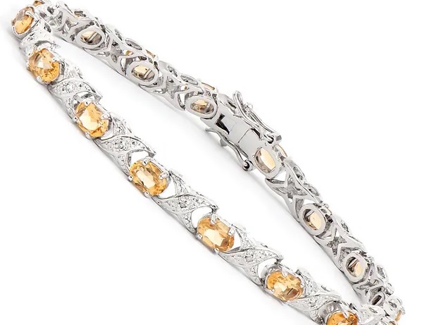 $2,395 Value! 6.54 CTW Natural Citrine & Diamond Rhodium Plated Bracelet NEW  395 Government Surplus Auction - Photo #3
