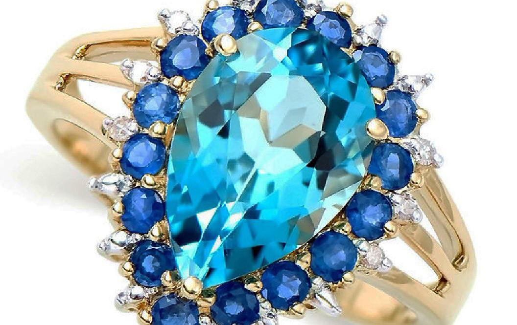$4,895 Value! 4.27 Ctw GLS Certified Natural Topaz Sapphire & Diamond 14K Gold Ring NEW  895 Government Surplus Auction - Primary Photo