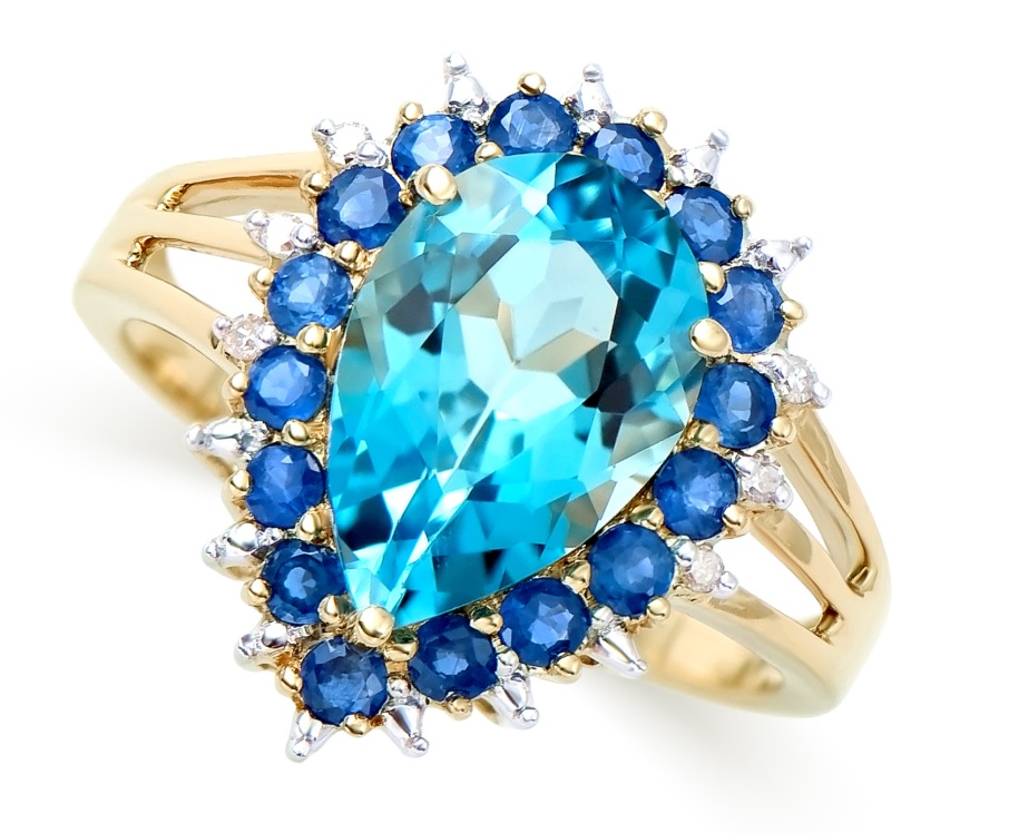 $4,895 Value! 4.27 Ctw GLS Certified Natural Topaz Sapphire & Diamond 14K Gold Ring NEW  895 Government Surplus Auction - Photo #3