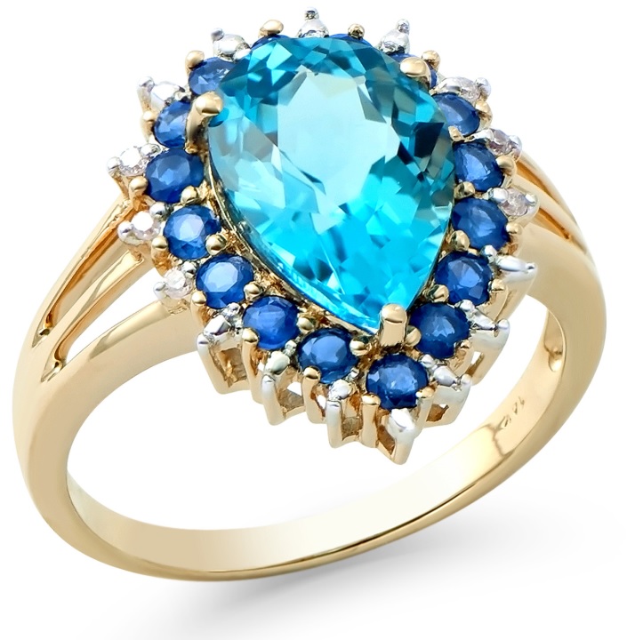 $4,895 Value! 4.27 Ctw GLS Certified Natural Topaz Sapphire & Diamond 14K Gold Ring NEW  895 Government Surplus Auction - Photo #4