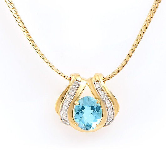 $2,295 Value!  6.12 Cts Natural Blue Topaz Diamond 18KGP Designer Necklace NEW  295 Government Surplus Auction - Photo #2