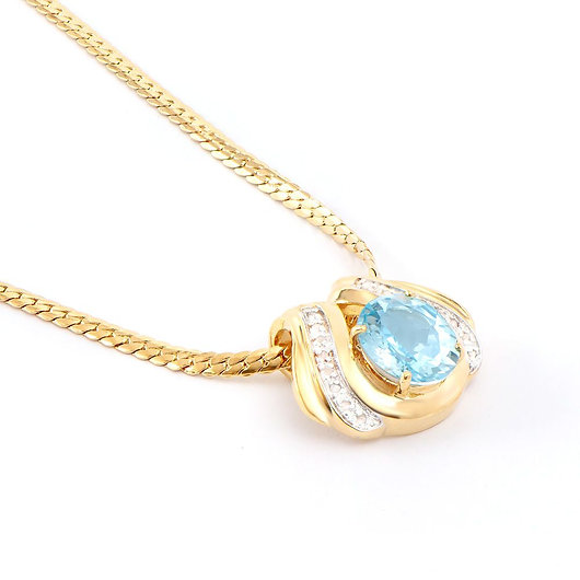 $2,295 Value!  6.12 Cts Natural Blue Topaz Diamond 18KGP Designer Necklace NEW  295 Government Surplus Auction - Photo #3