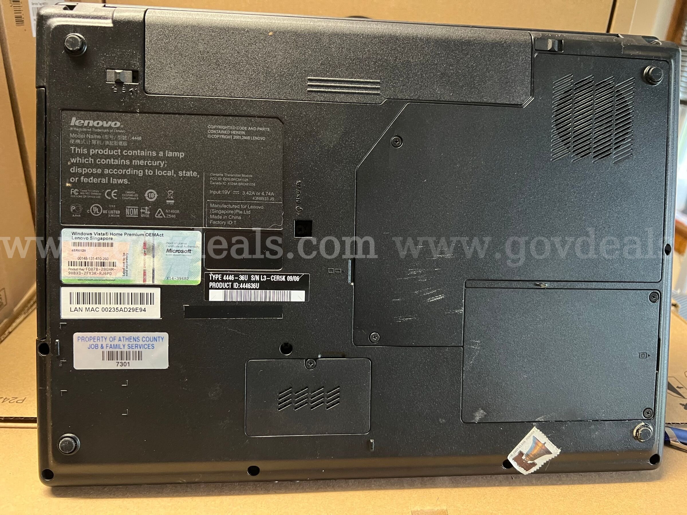 Lenovo 4446 - PARTS ONLY Lenovo 4446 Government Surplus Auction - Photo #2