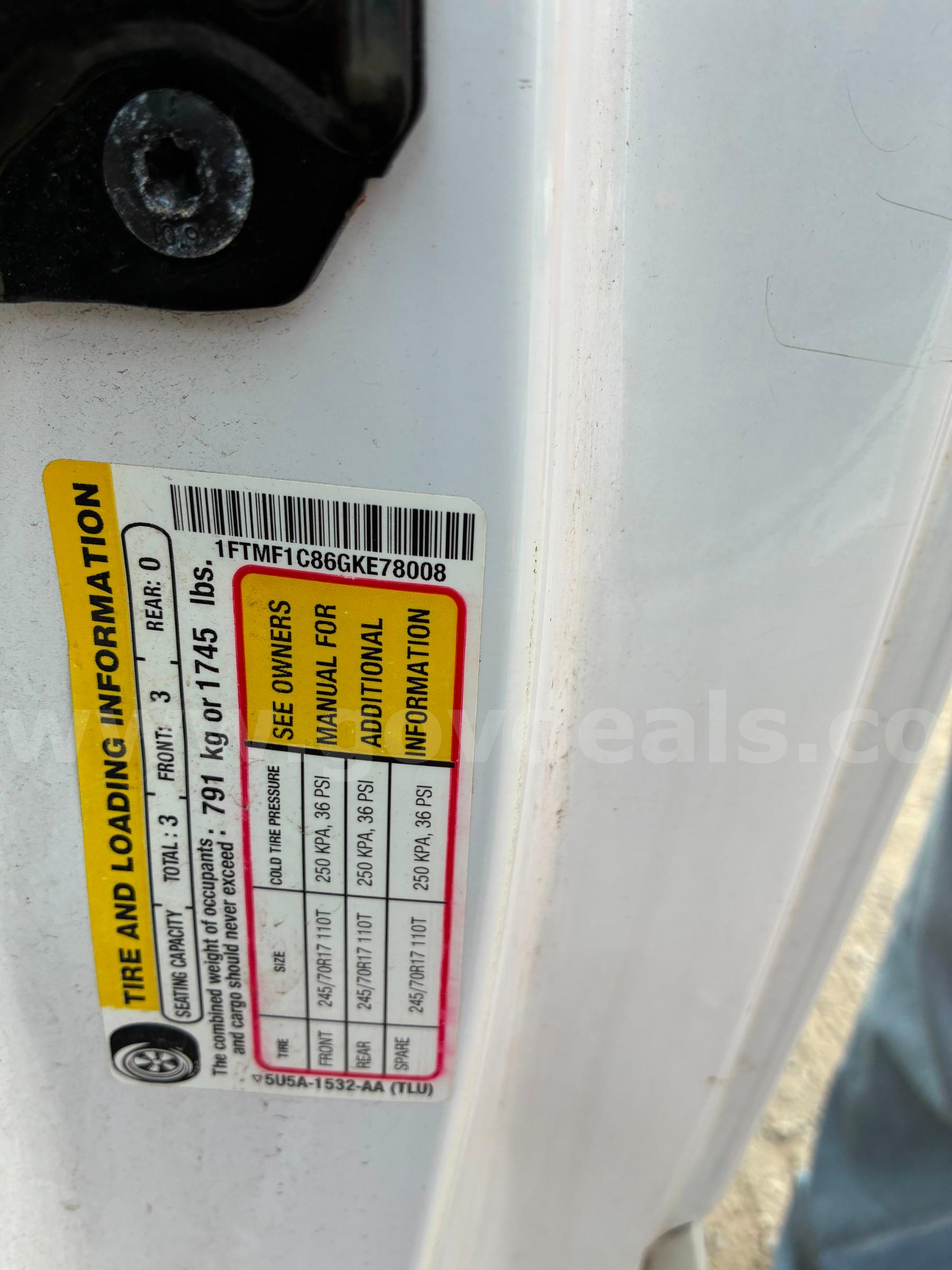 Unit 16428 - 2016 Ford F-150, 4x2, Reg cab 3.5L V6, tires LT245/70R17 Ford F-150 Government Surplus Auction - Photo #6