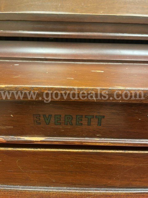 Everett Upright Piano with bench and dolly Everett Studio Government Surplus Auction - Photo #3