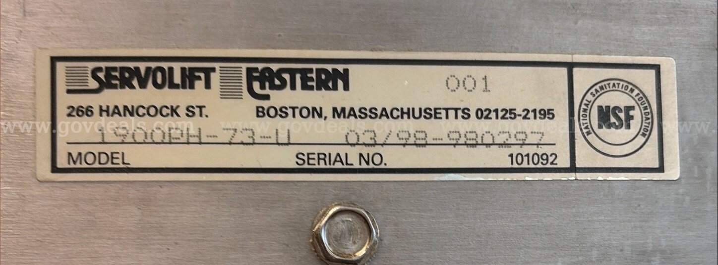 Servolift Warming Oven Servolift Eastern 1900 Government Surplus Auction - Photo #4