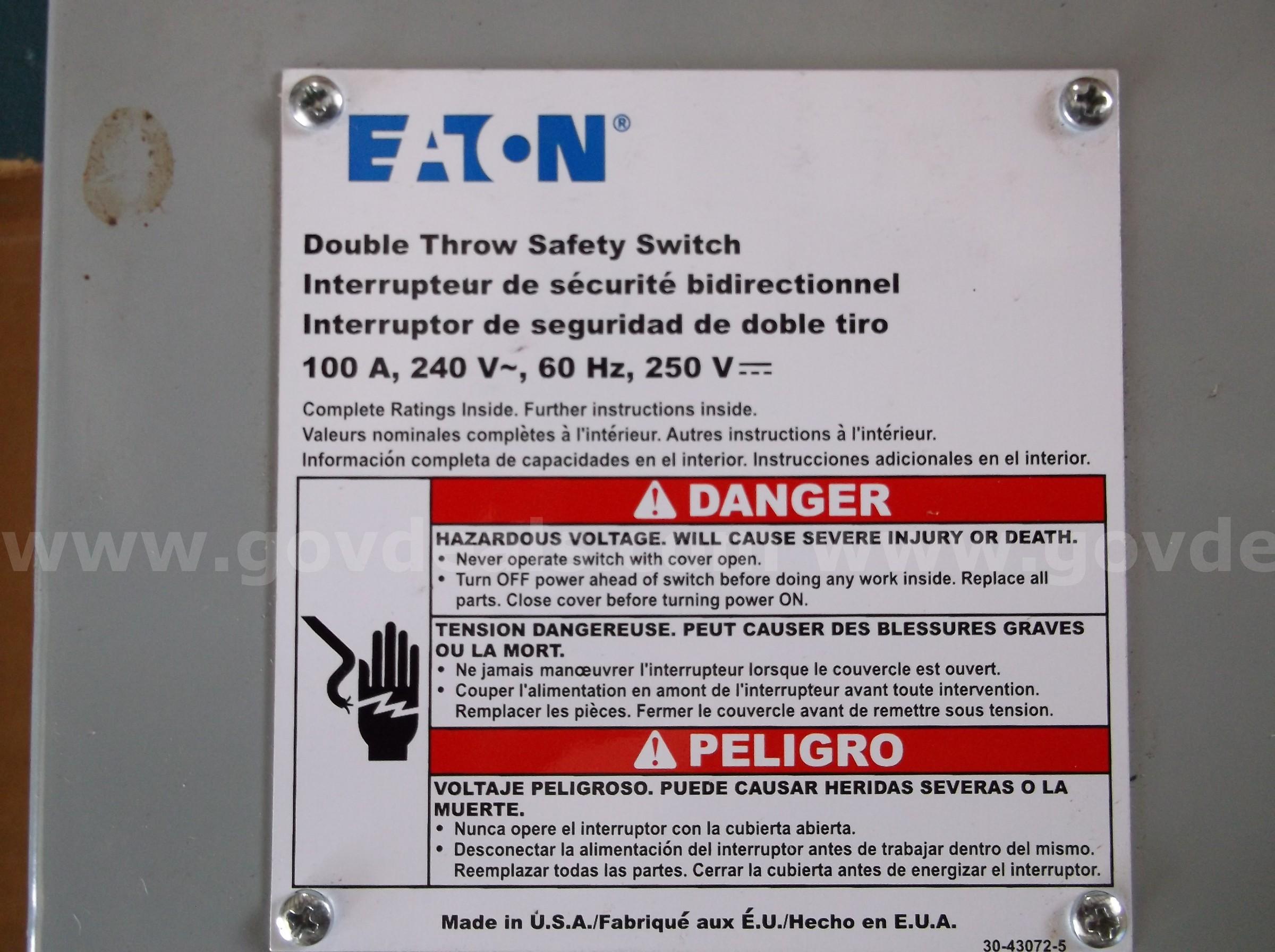 EATON 100A PANEL  100A Government Surplus Auction - Photo #2