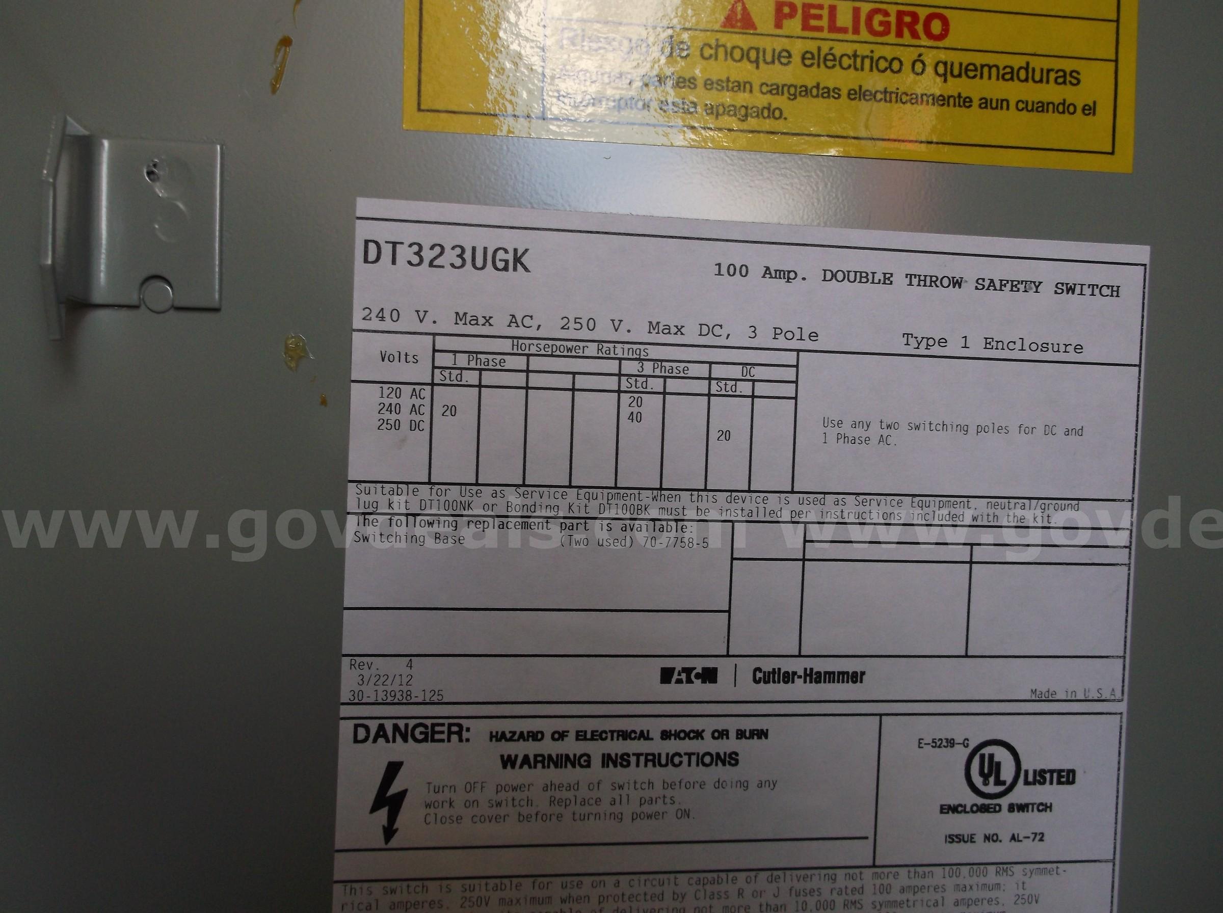 EATON 100A PANEL  100A Government Surplus Auction - Photo #4