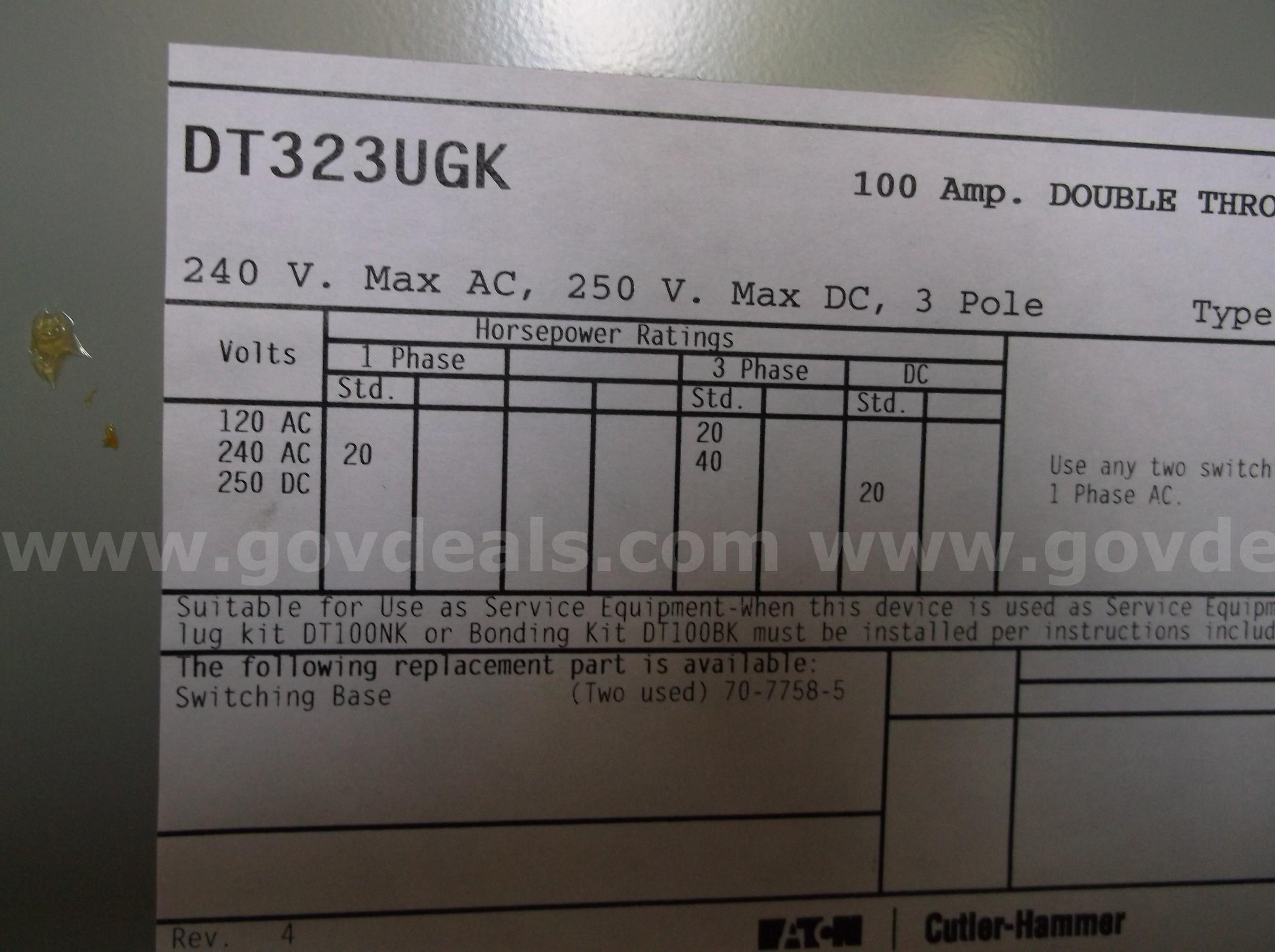 EATON 100A PANEL  100A Government Surplus Auction - Photo #5