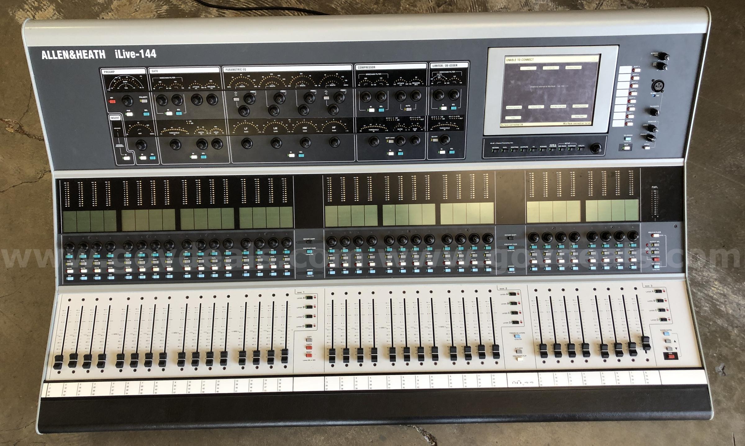 AUDIO MIXING CONSOLE: DIGITAL, 96 CHANNEL ALLEN &amp; HEATH iLIVE-144 Government Surplus Auction - Photo #2