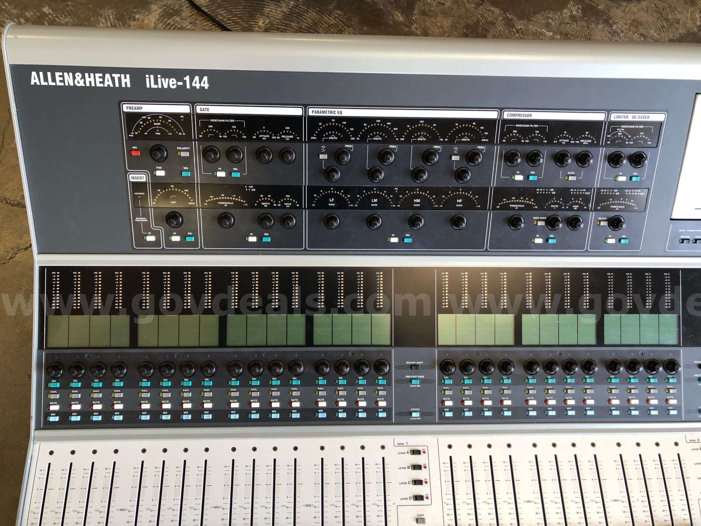 AUDIO MIXING CONSOLE: DIGITAL, 96 CHANNEL ALLEN &amp; HEATH iLIVE-144 Government Surplus Auction - Photo #3