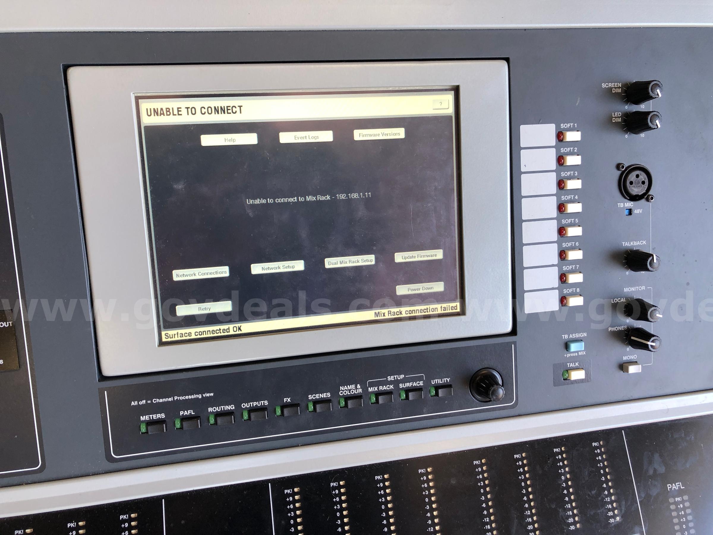AUDIO MIXING CONSOLE: DIGITAL, 96 CHANNEL ALLEN &amp; HEATH iLIVE-144 Government Surplus Auction - Photo #4