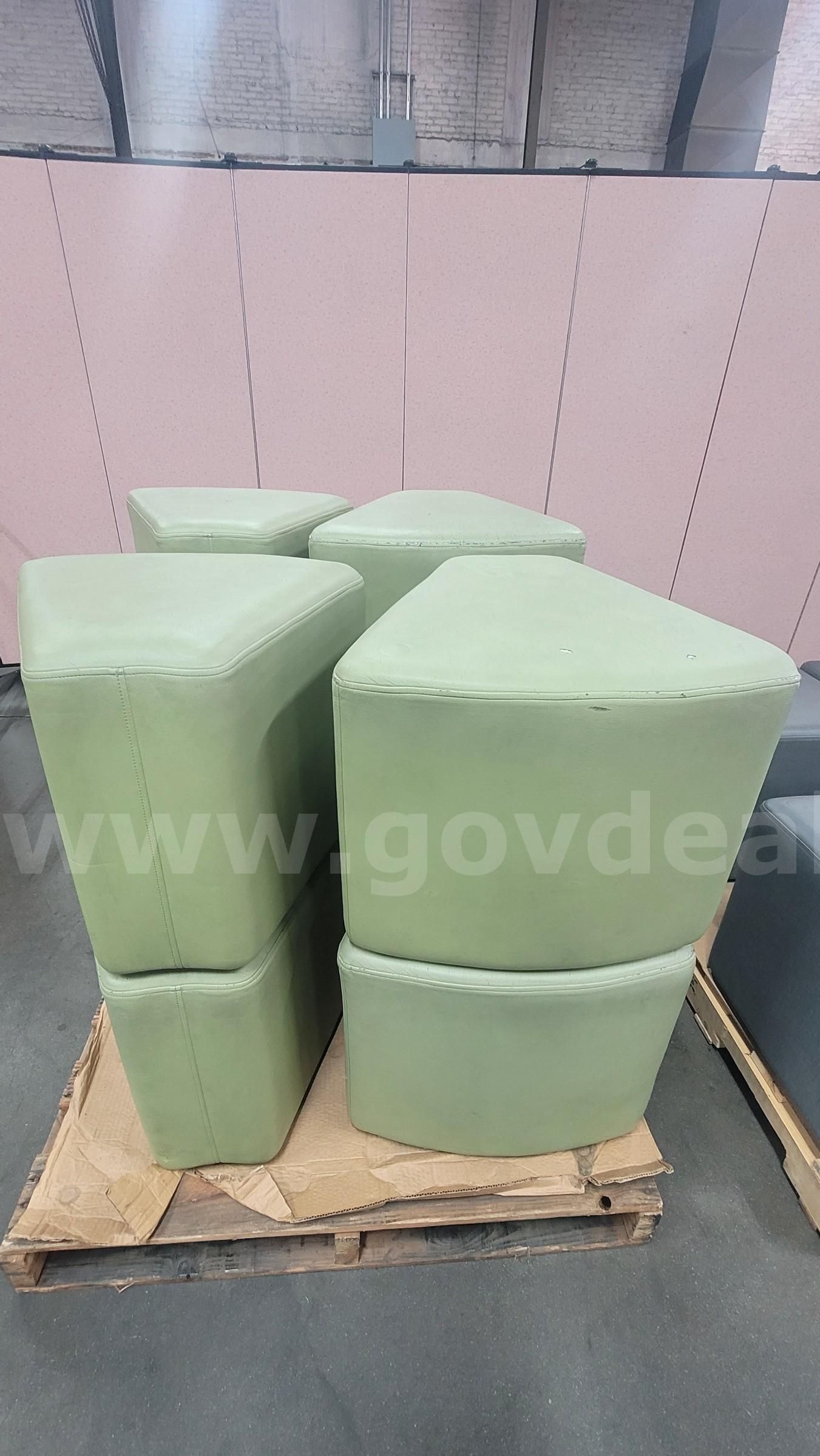 **** LEARNITURE GREEN UPHOLSTERED OTTOMANS **** (I)   Government Surplus Auction - Photo #2