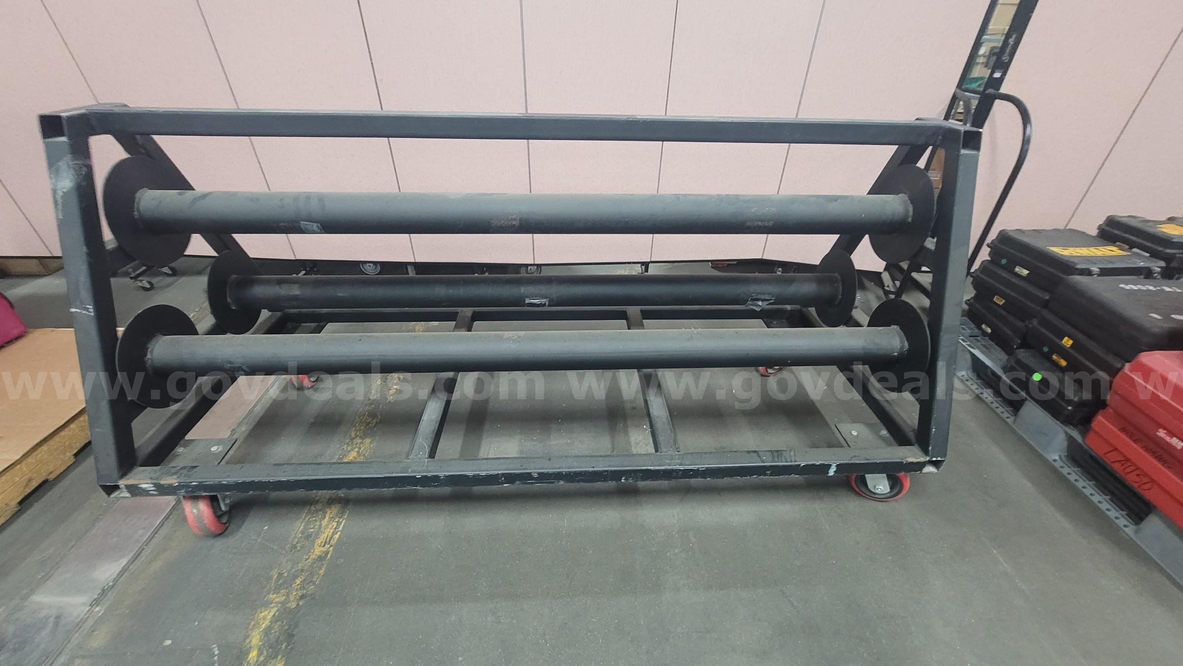 **** HEAVY DUTY MOBILE VINYL FLOOR STORAGE CART 6FT LONG **** (I)   Government Surplus Auction - Primary Photo