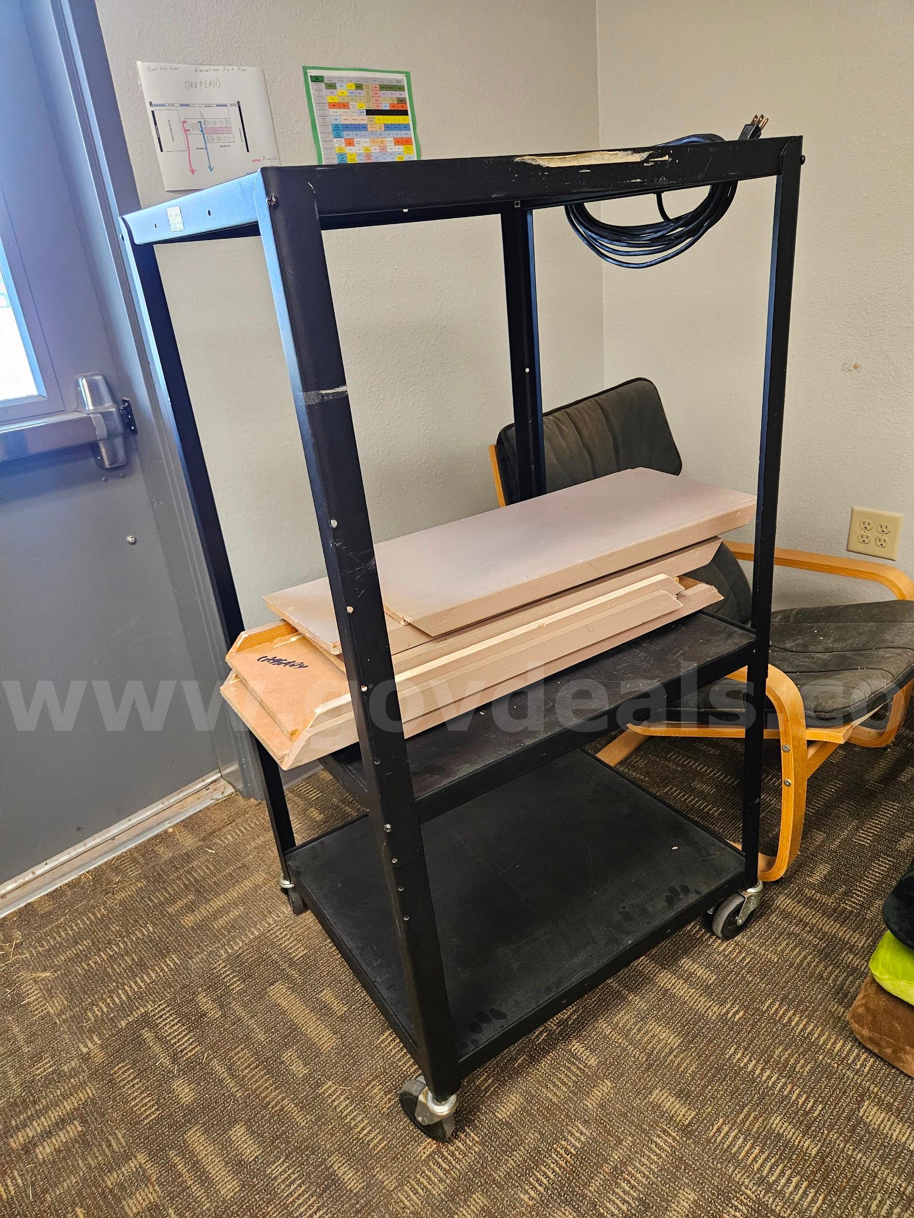 Rolling A/V Utility Cart with Power Strip – 3 Shelf   Government Surplus Auction - Photo #2