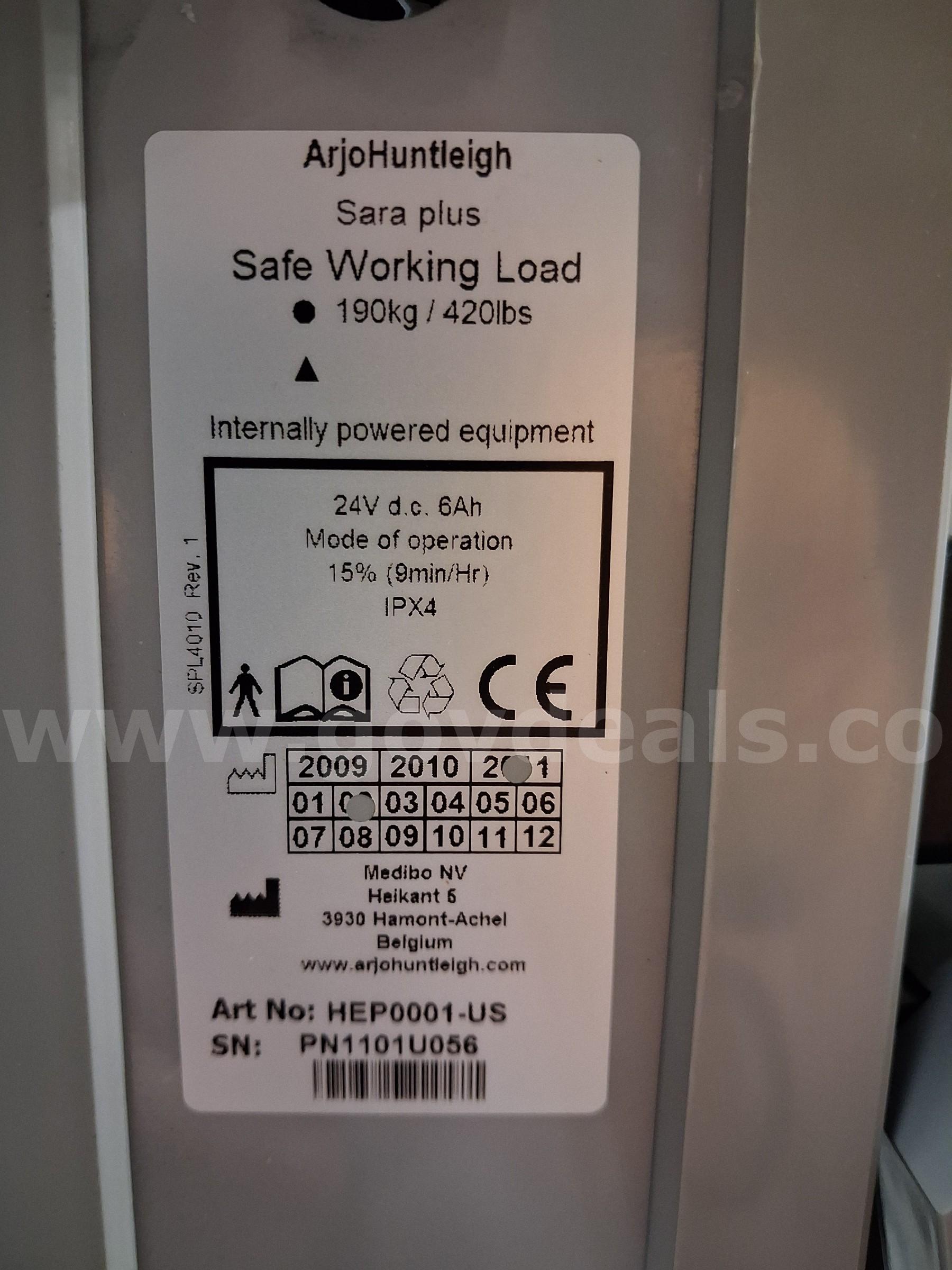Arjo Sara Plus Lift - Operational Arjo Huntleigh HEP0001-US Government Surplus Auction - Photo #5