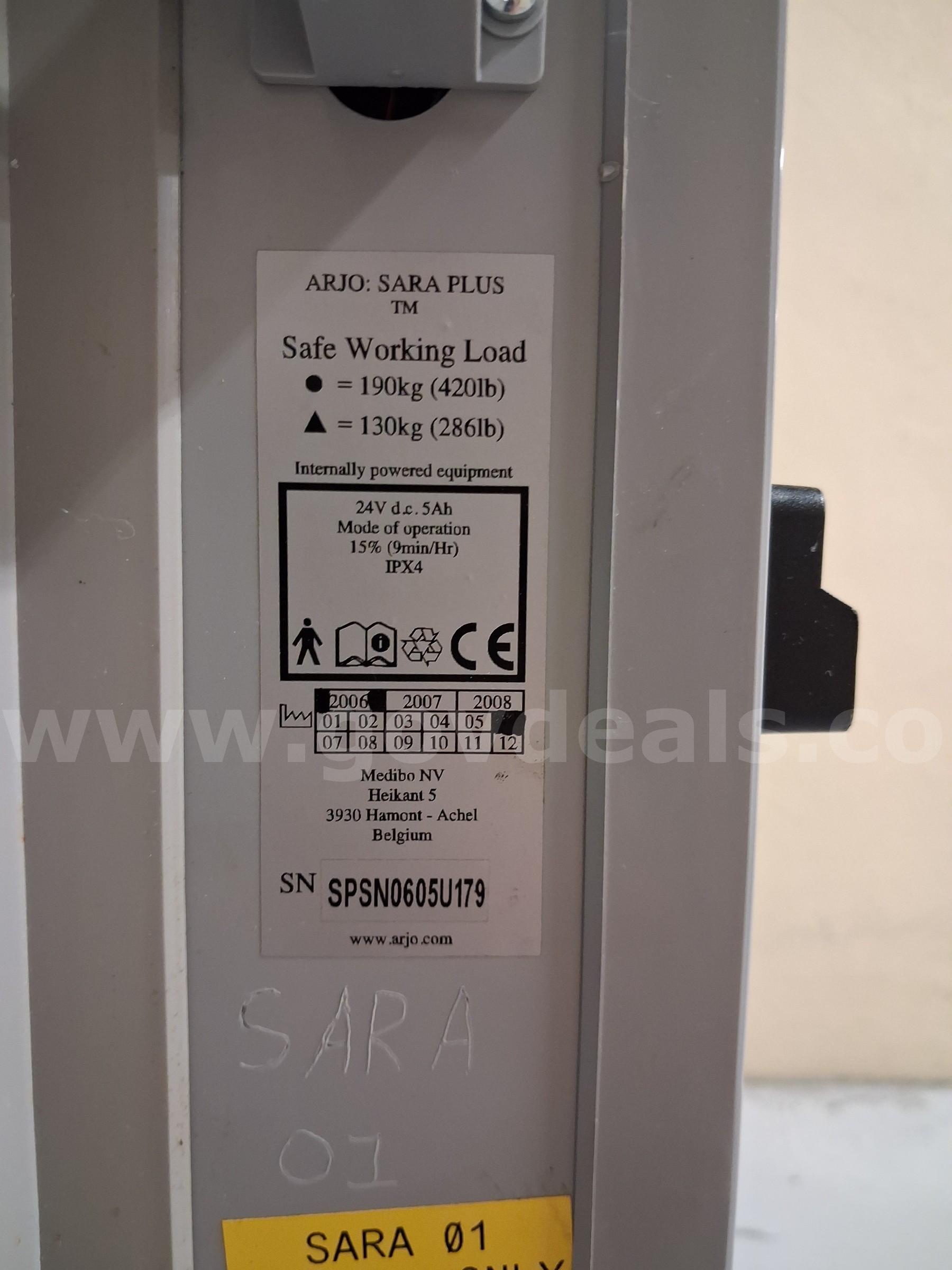 Arjo Sara Plus Lift -  Non-Operational Arjo Huntleigh HEP0001-US Government Surplus Auction - Photo #5