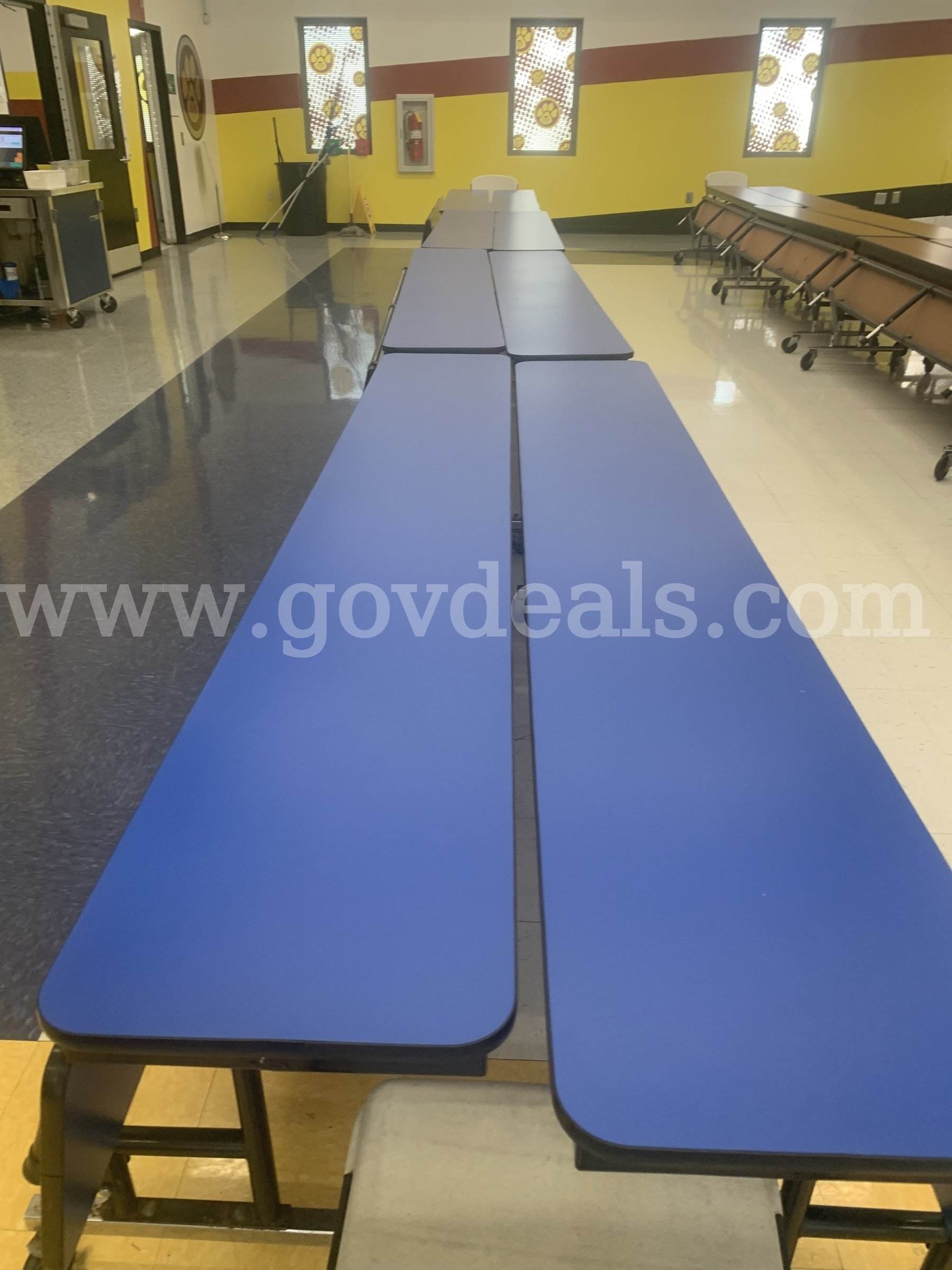 21 Lunchroom tables. (12 blue tables & 9 burgundy tables)   Government Surplus Auction - Photo #3