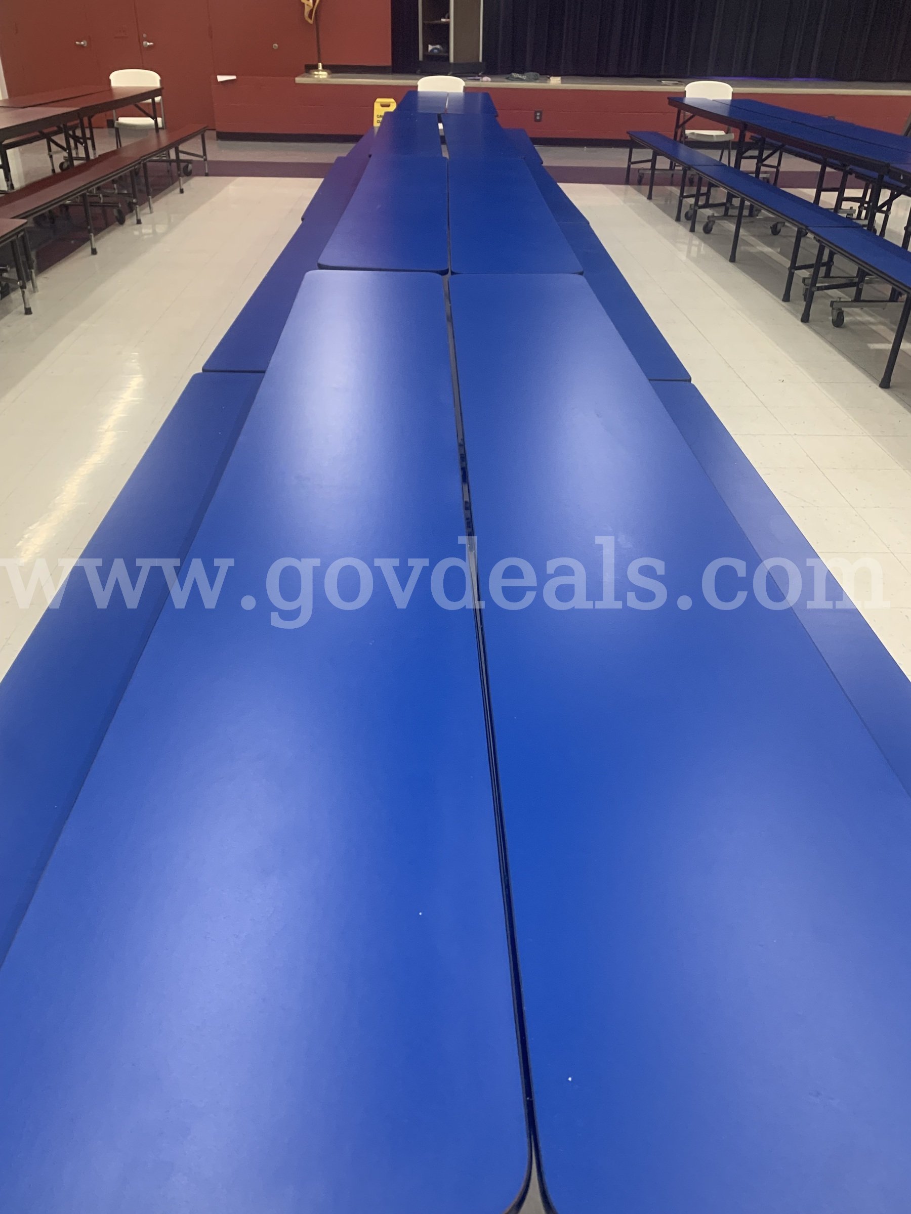 21 Lunchroom tables. (12 blue tables & 9 burgundy tables)   Government Surplus Auction - Photo #4