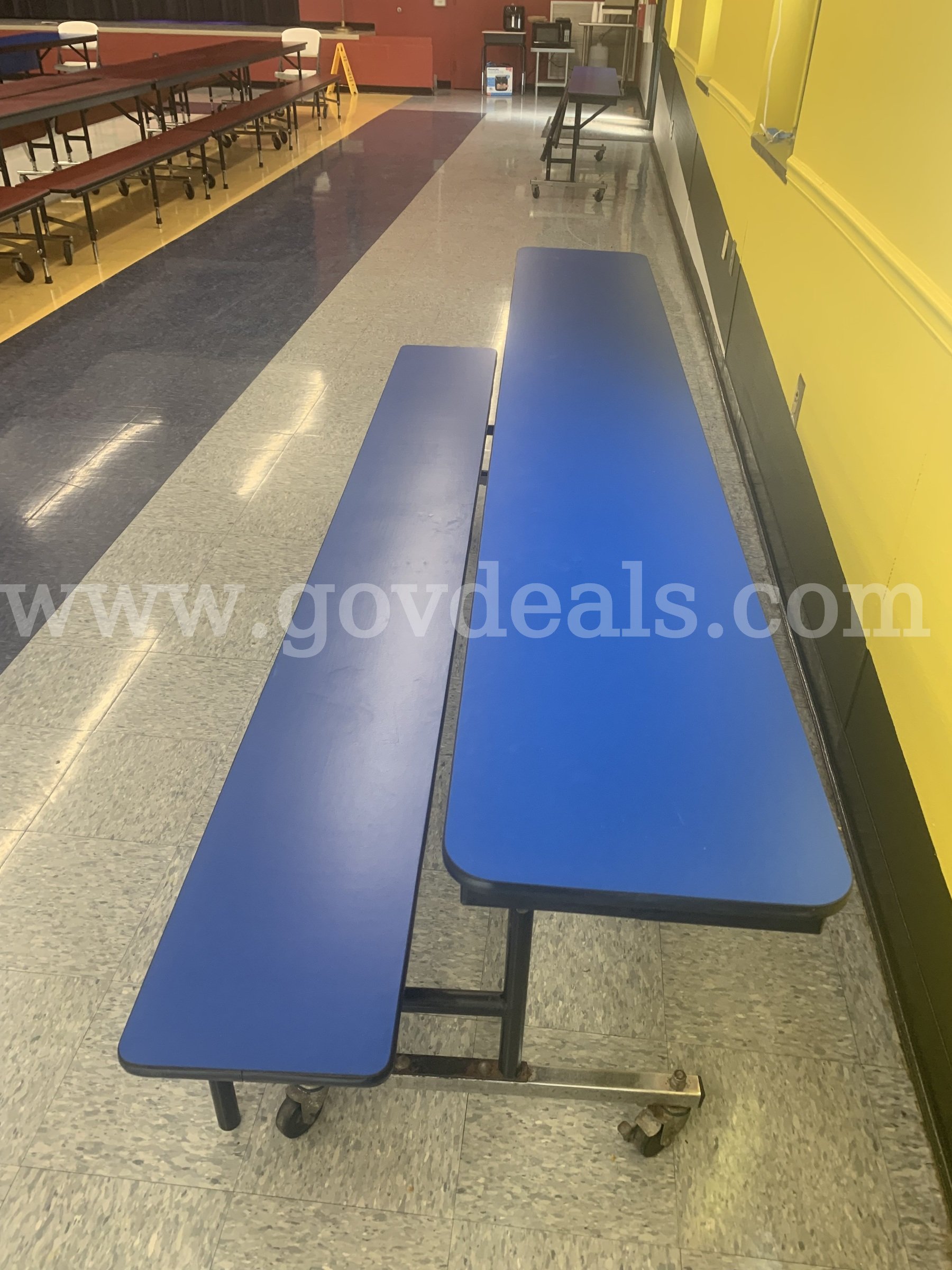 21 Lunchroom tables. (12 blue tables & 9 burgundy tables)   Government Surplus Auction - Photo #6