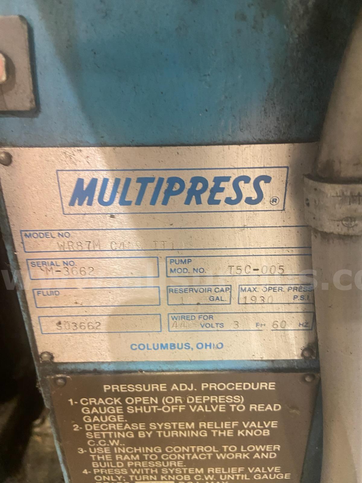 Multipress Mechanical Crimping Press Multipress WR87M C409 IT106 Government Surplus Auction - Photo #3