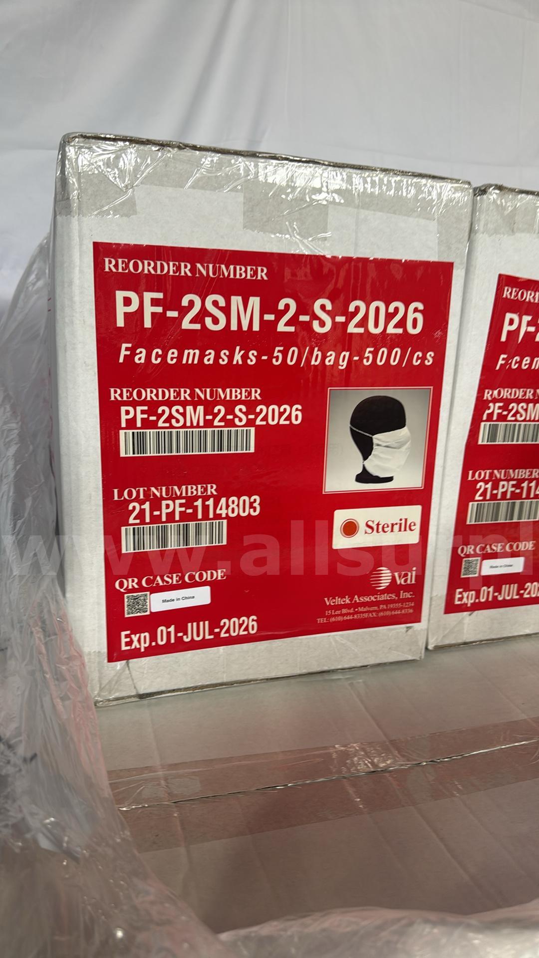 Veltek PF-2SM-2-S-2026 Sterile Face Masks, 500/Case, 2 Elastic Straps, Individually Packaged Case 500 Government Surplus Auction - Photo #3