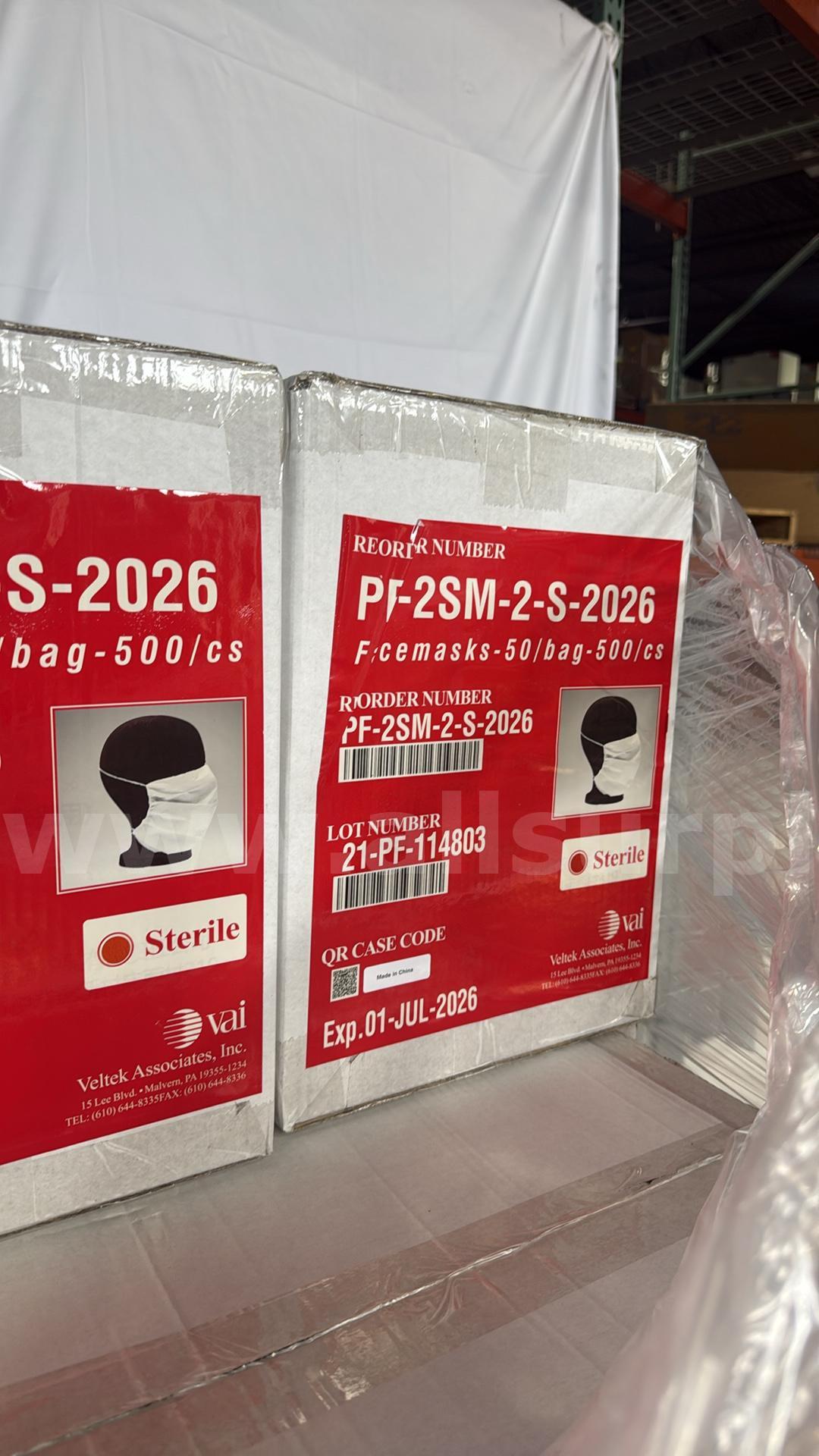 Veltek PF-2SM-2-S-2026 Sterile Face Masks, 500/Case, 2 Elastic Straps, Individually Packaged Case 500 Government Surplus Auction - Photo #4