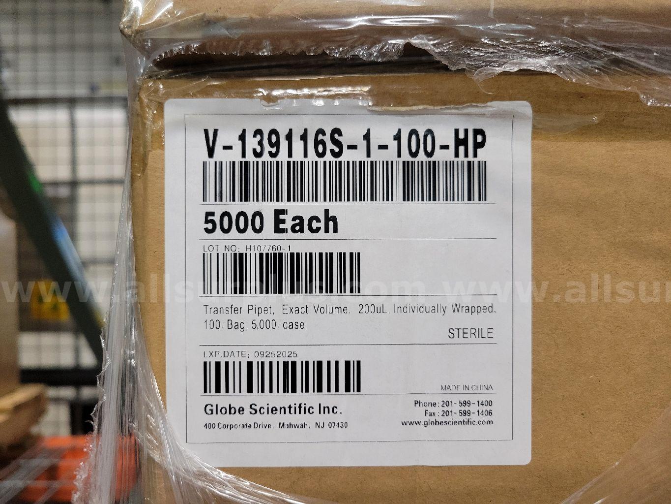 495k pcs Globe Scientific V-139116S-1-100-HP 200uL Transfer Pipets Globe Scientific 495k Government Surplus Auction - Photo #4