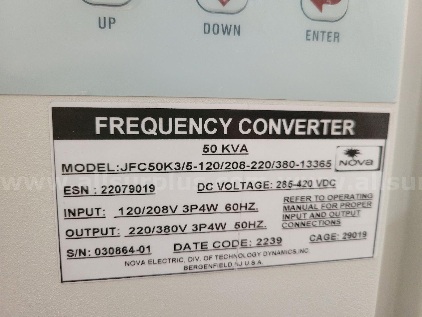 Nova Electric JFC50K3/5-120/208-220/380-13366 Frequency Converter Nova Electric 120 Government Surplus Auction - Photo #5