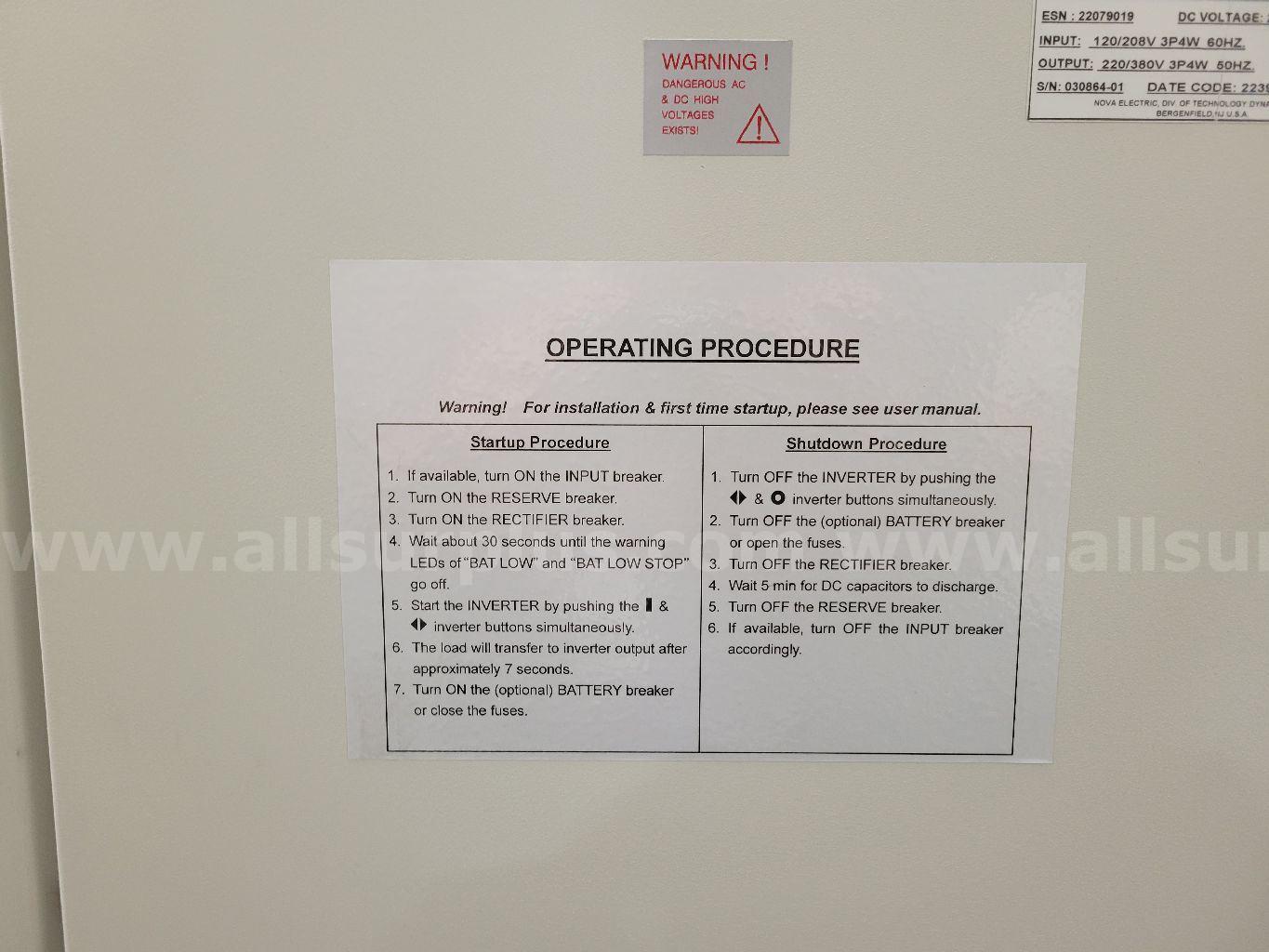 Nova Electric JFC50K3/5-120/208-220/380-13366 Frequency Converter Nova Electric 120 Government Surplus Auction - Photo #6