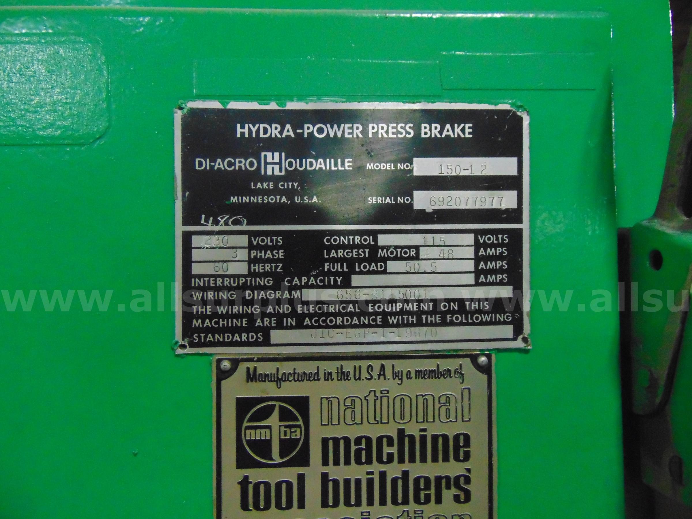Di-Acro 150-12 Press Brake Di-Acro 150 Government Surplus Auction - Photo #6