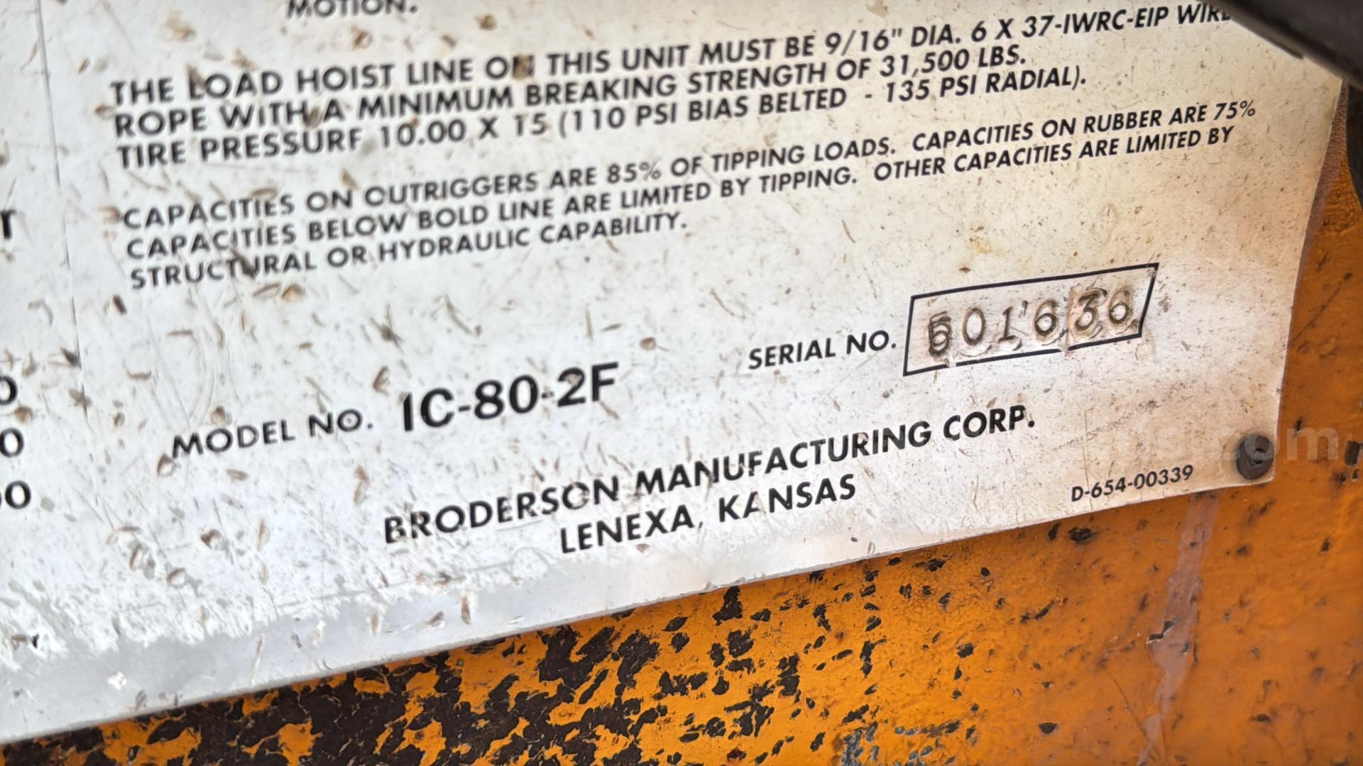 Broderson IC-80-2F Carry Deck Crane Broderson IC-80-2F Government Surplus Auction - Photo #4