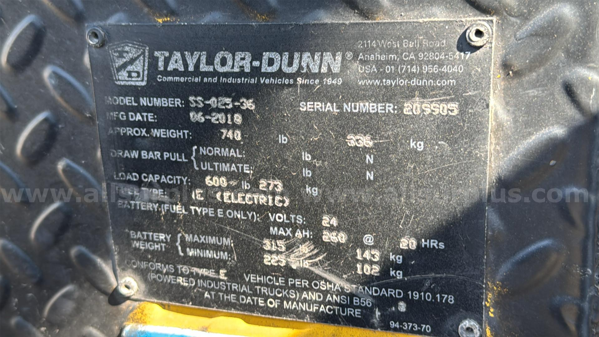 Taylor-Dunn SS-025-36 Industrial Electric Cart  025 Government Surplus Auction - Photo #4
