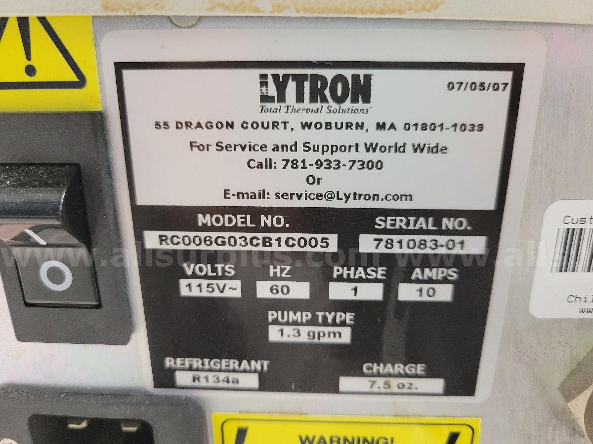 Lytron RC006G03CB1C005 Recirculating Chiller Lytron RC006G03CB1C005 Government Surplus Auction - Photo #5