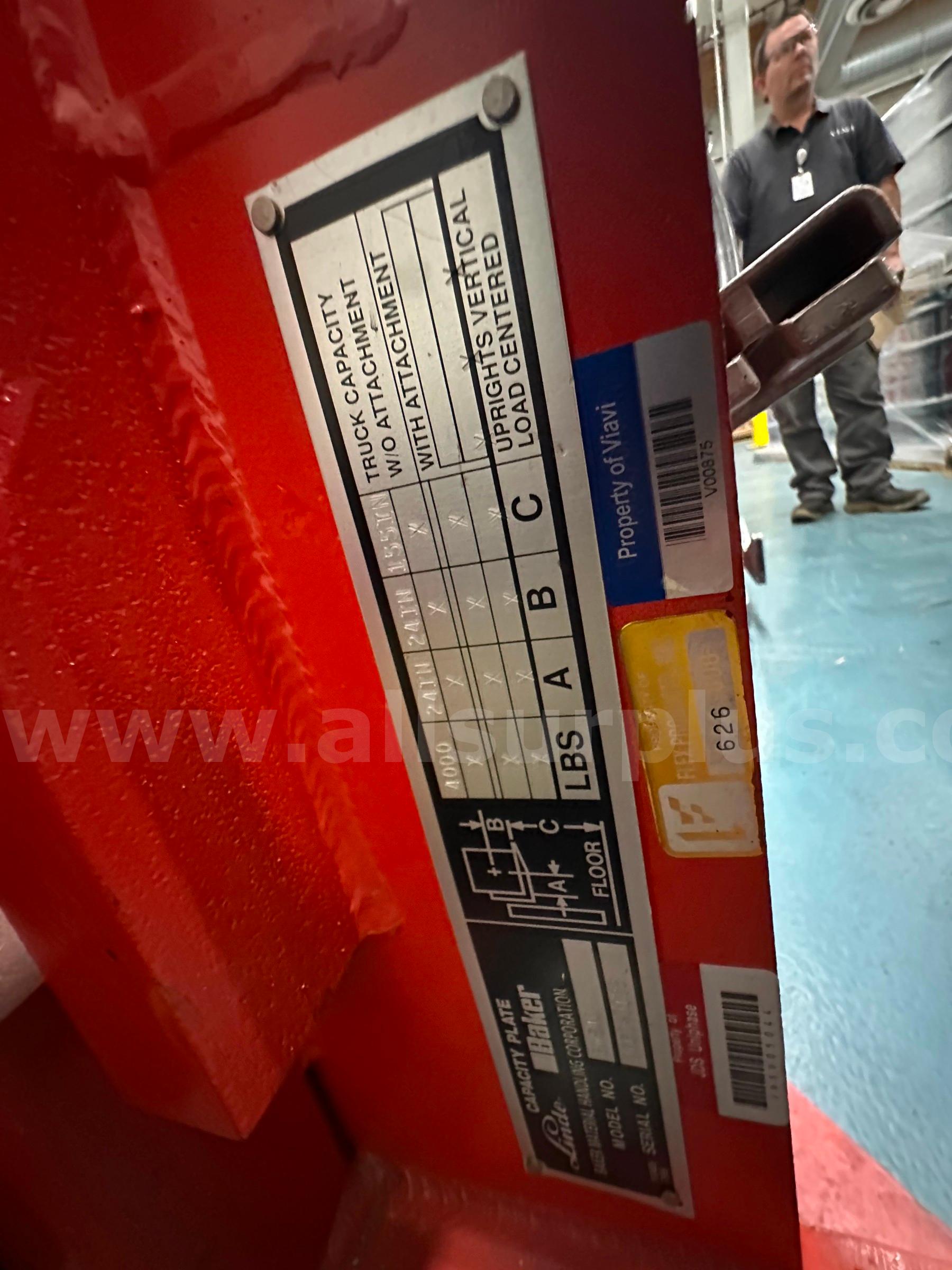 Linde Baker BWS40 Forklift   Government Surplus Auction - Photo #3